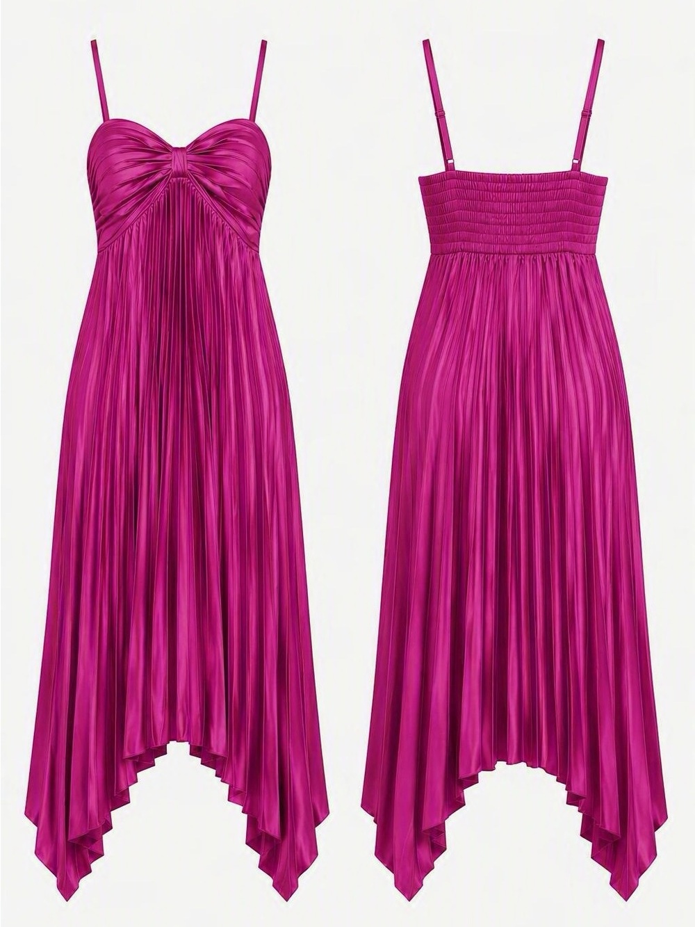 NWT sz 14 Petal & Pup Magenta Vikki Dress Flowy Pleated Satin-Look